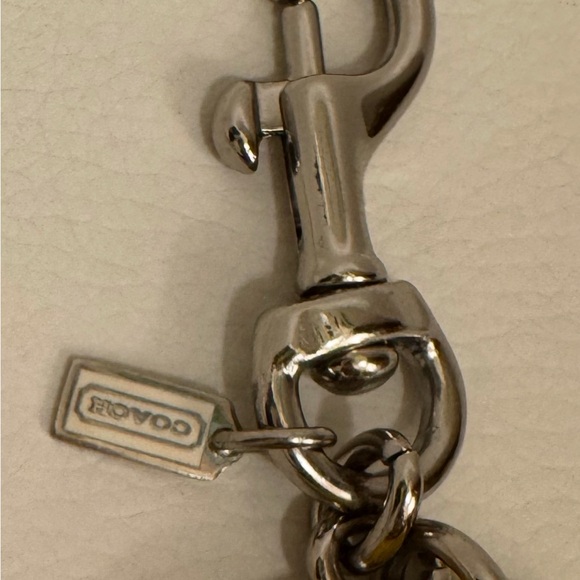 Coach Patent Leather Smiley Face Charm Yellow/White keychain - Picture 6 of 8